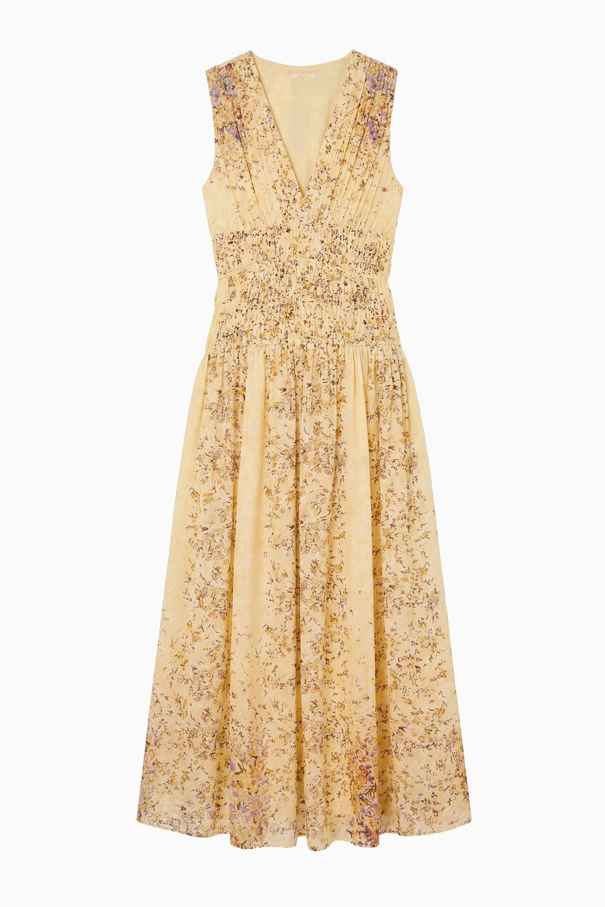 Sylvie Sleeveless Silk Dress - Forsythia