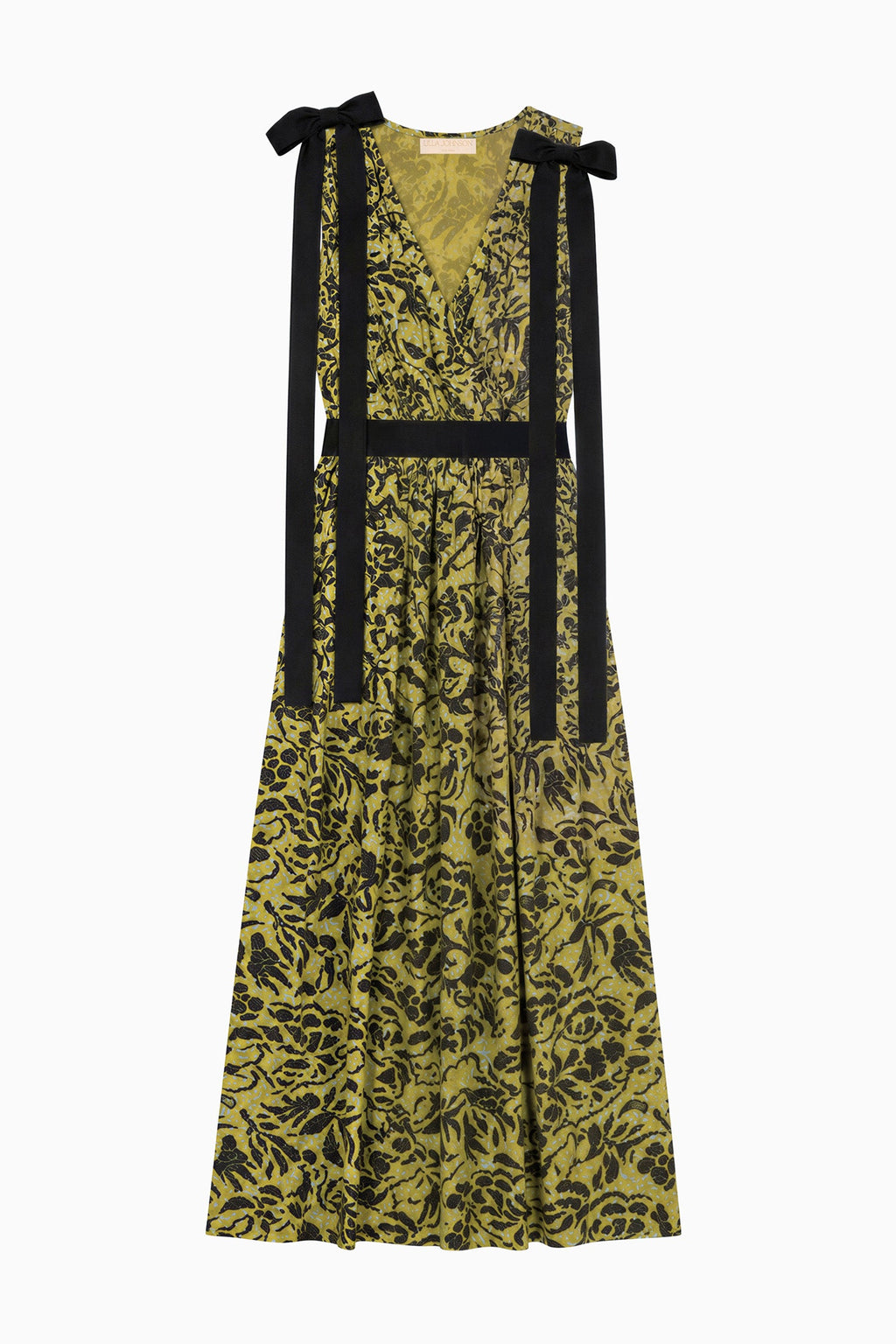 Karina Cotton Bow Dress - Chartreuse