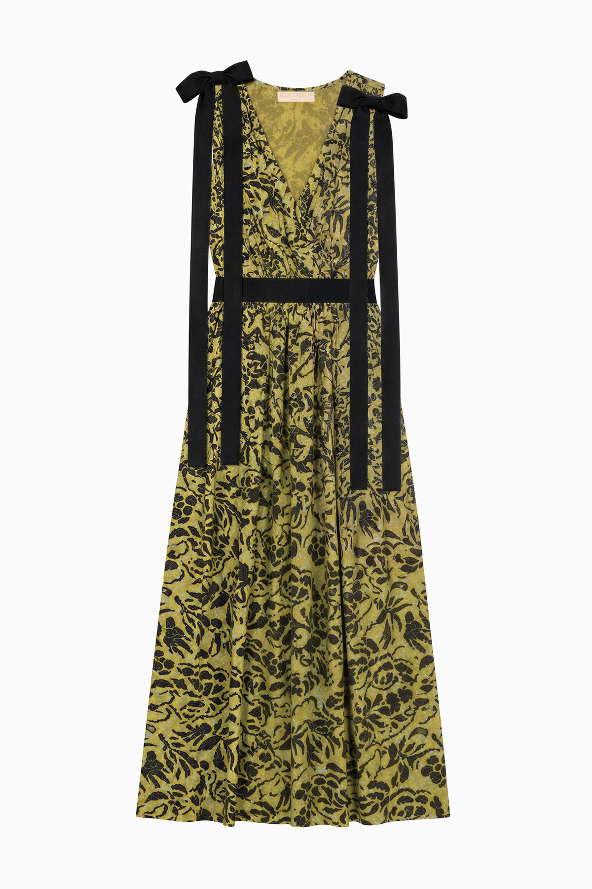 Karina Cotton Bow Dress - Chartreuse