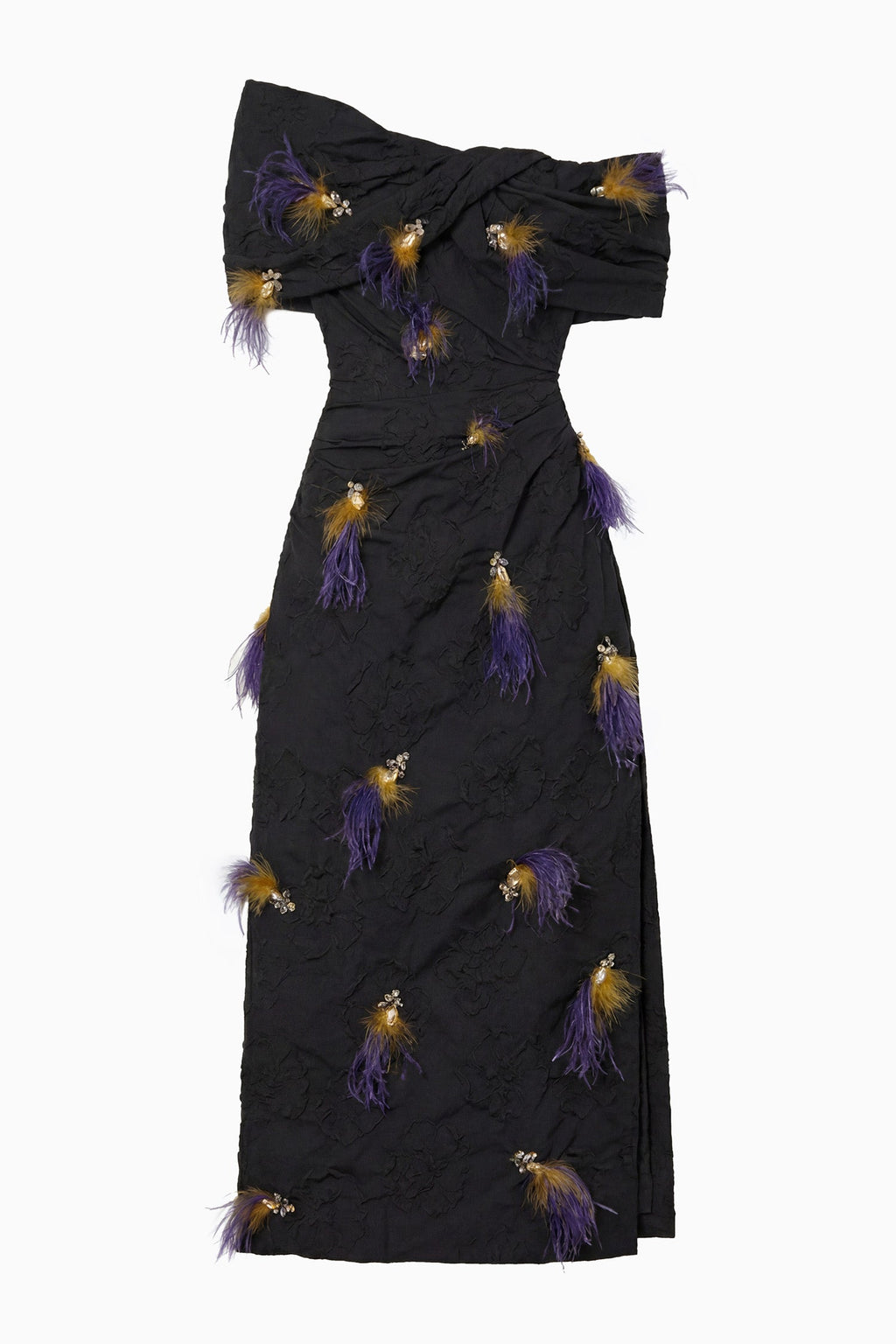 Violeta Off the Shoulder Dress with Embellishment - Noir