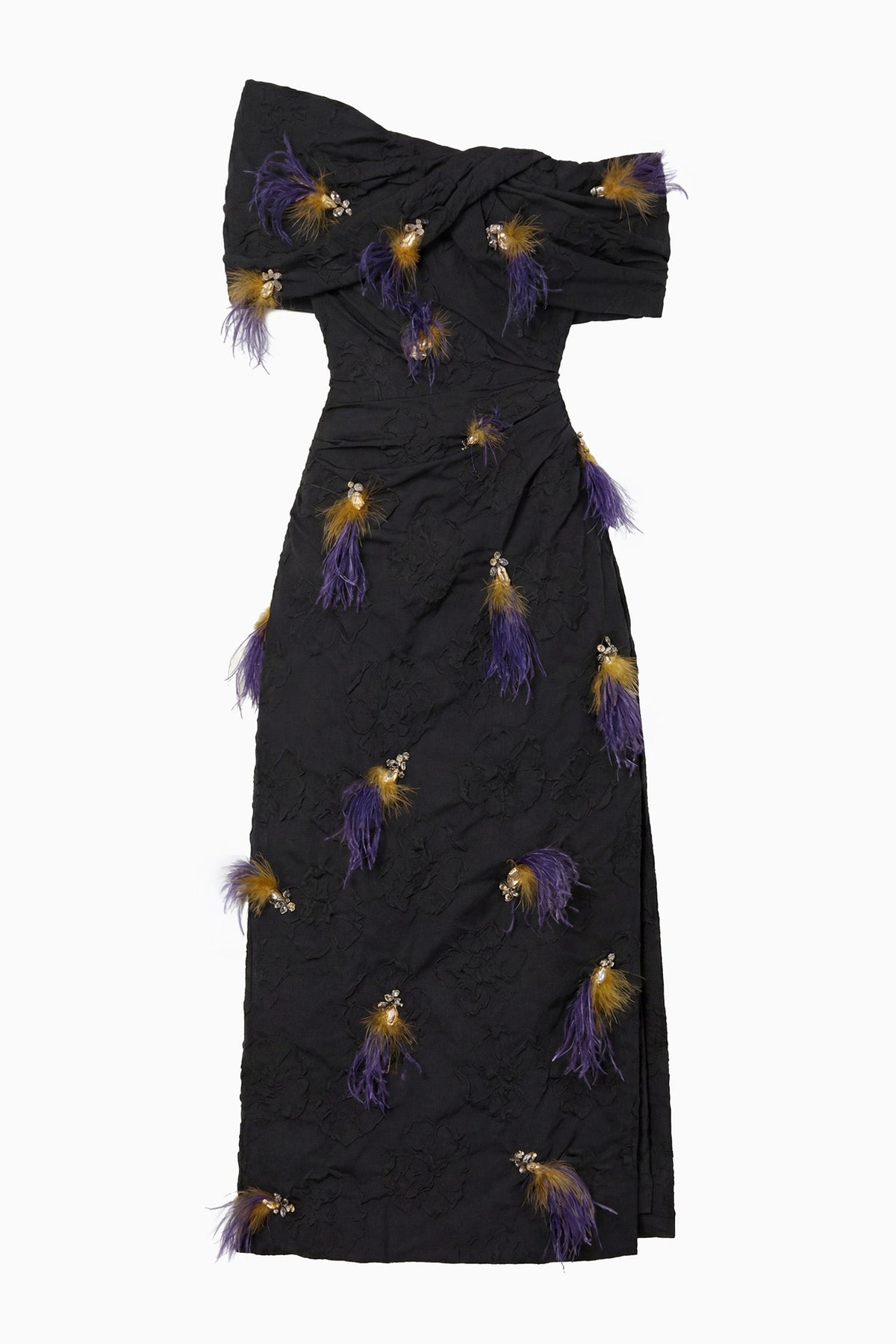 Violeta Off the Shoulder Dress with Embellishment - Noir