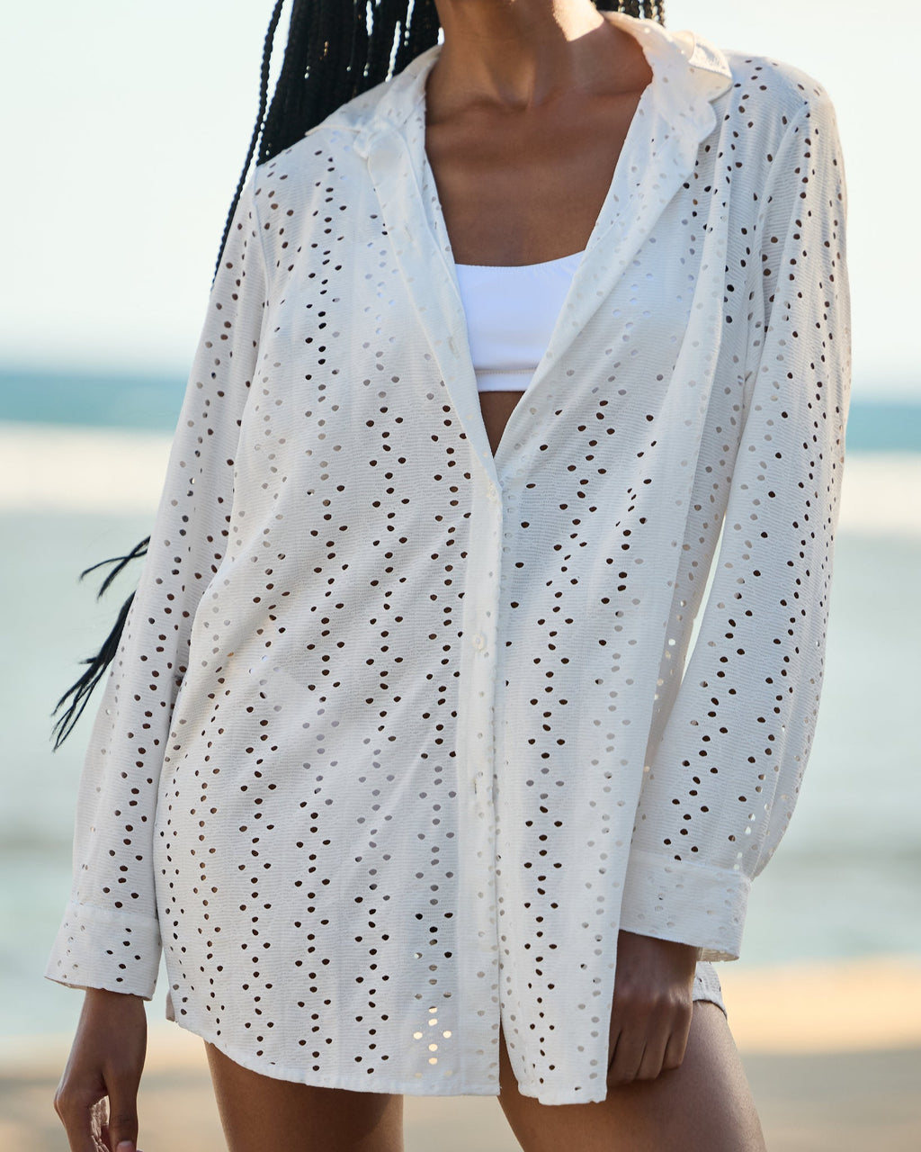 The Santorini - Luxe Eyelet Resort Shirt