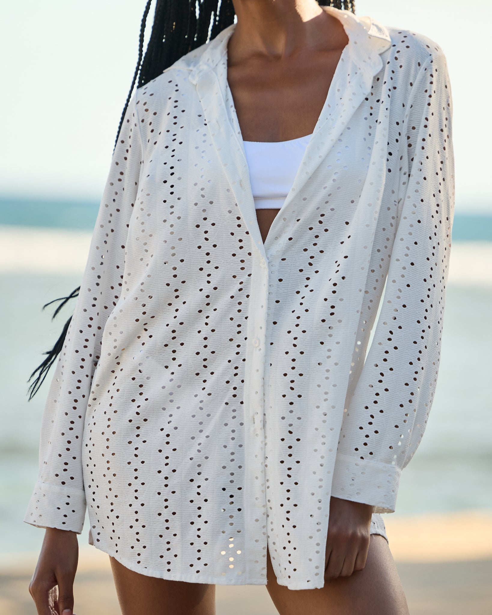 The Santorini - Luxe Eyelet Resort Shirt