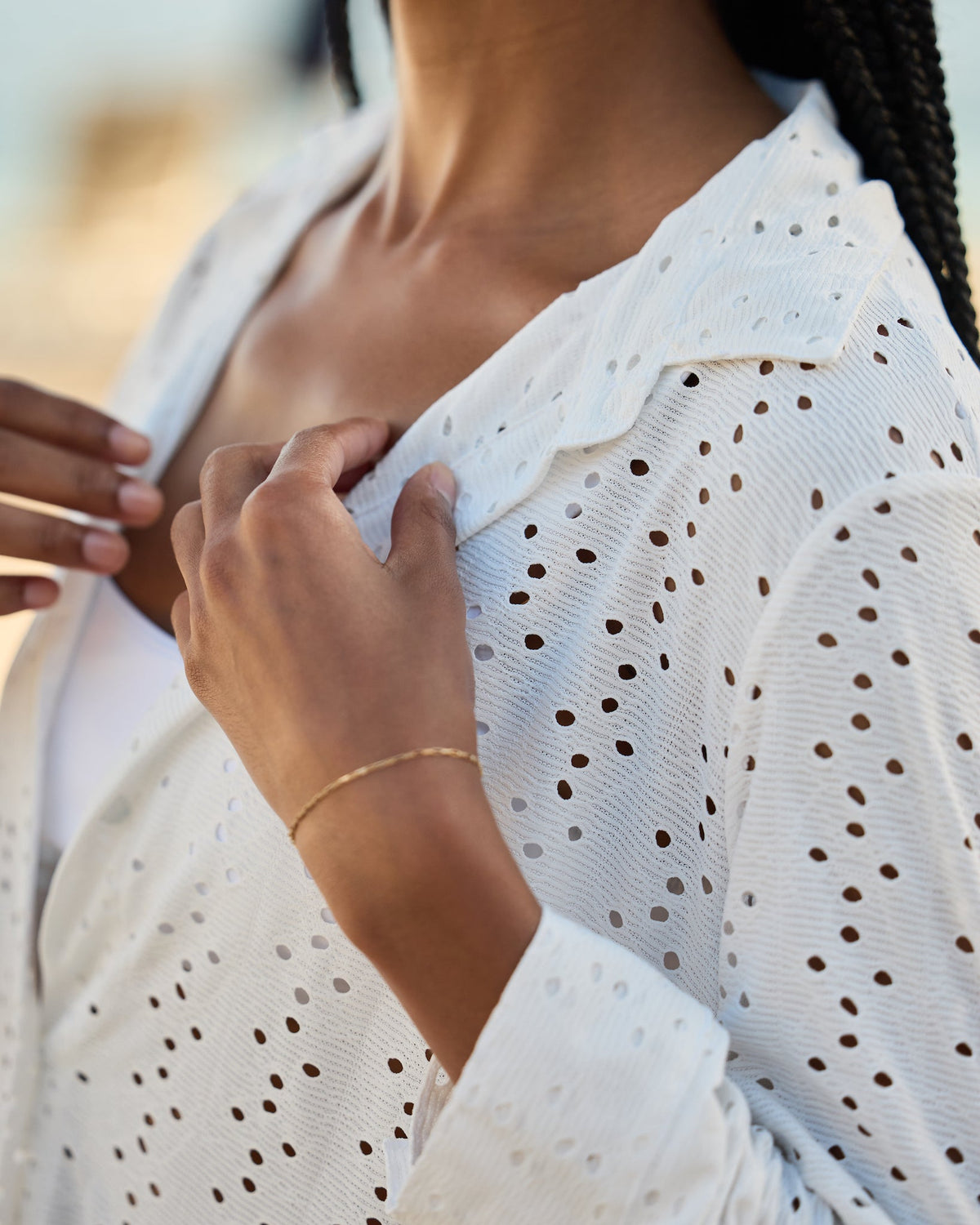 The Santorini - Luxe Eyelet Resort Shirt
