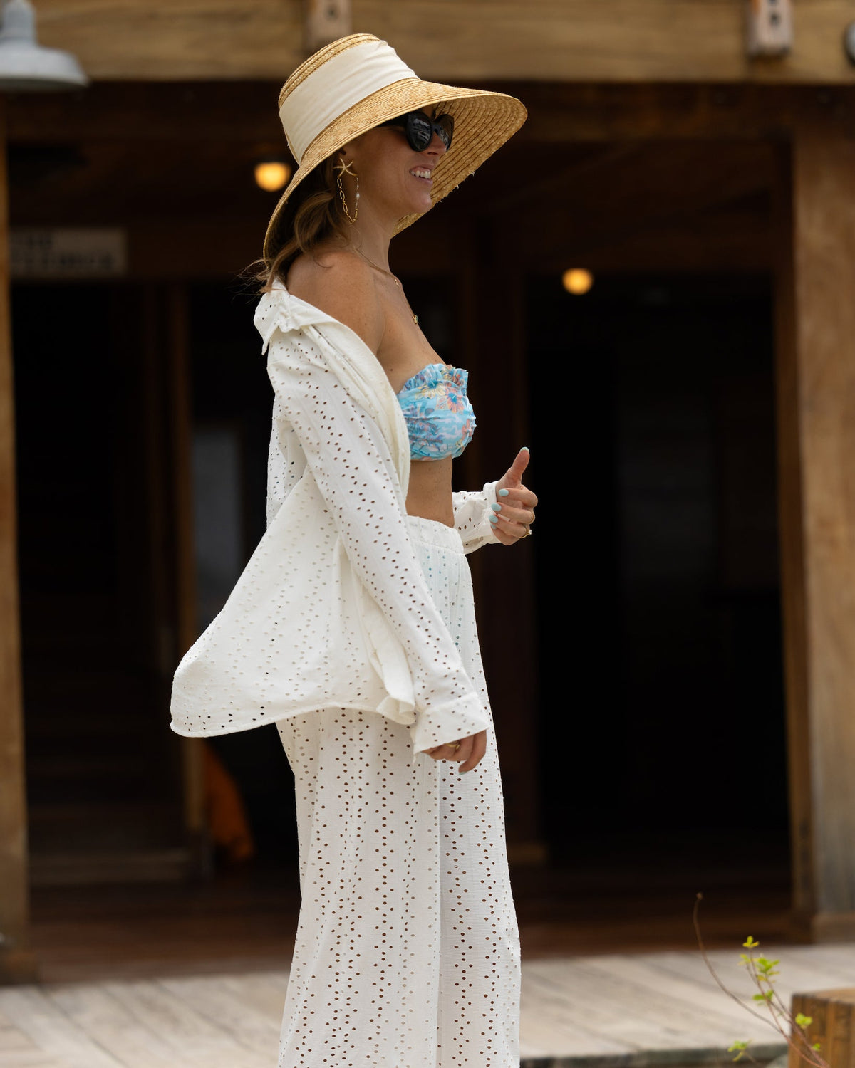 The Santorini - Luxe Eyelet Resort Shirt