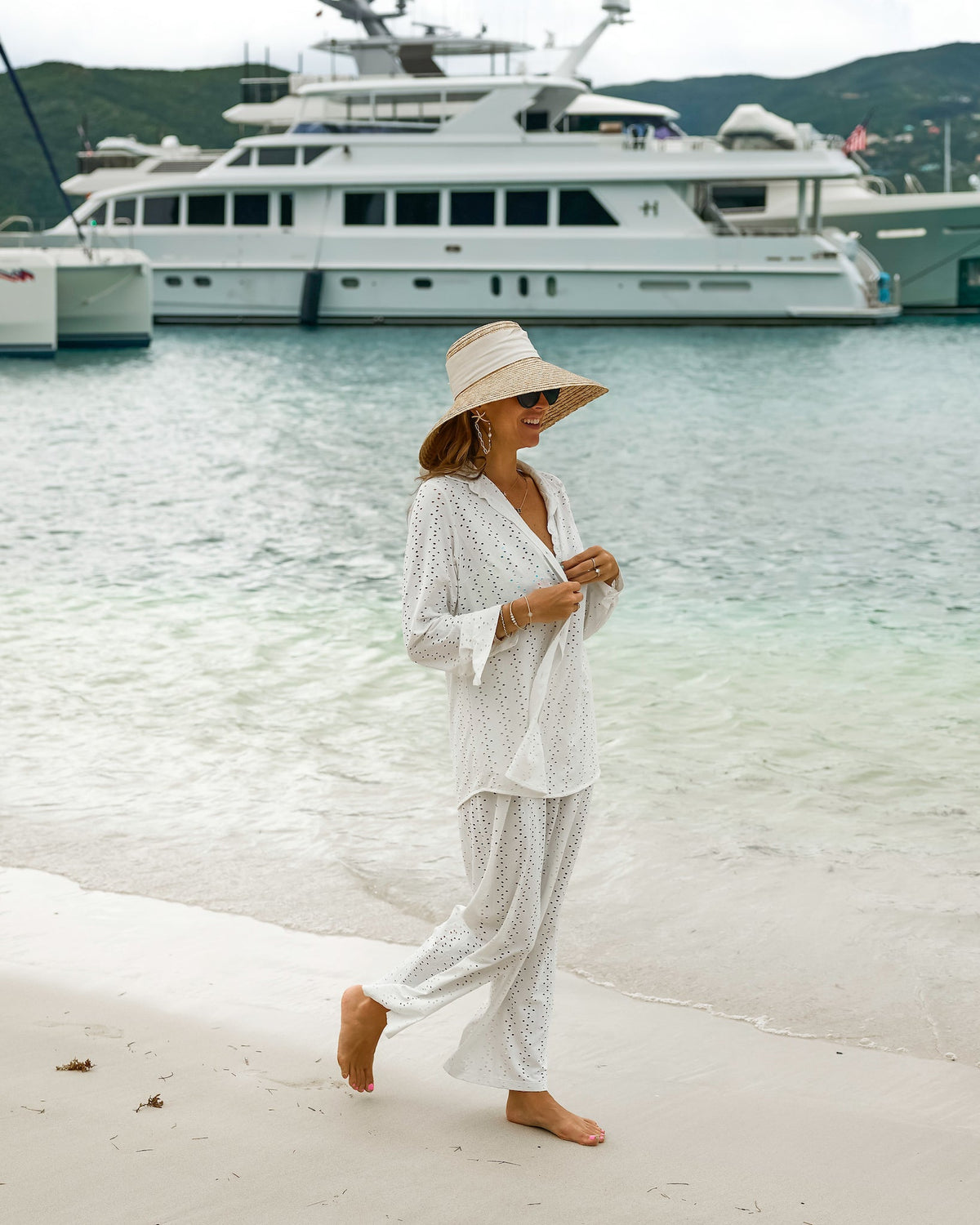 The Santorini - Luxe Eyelet Resort Shirt