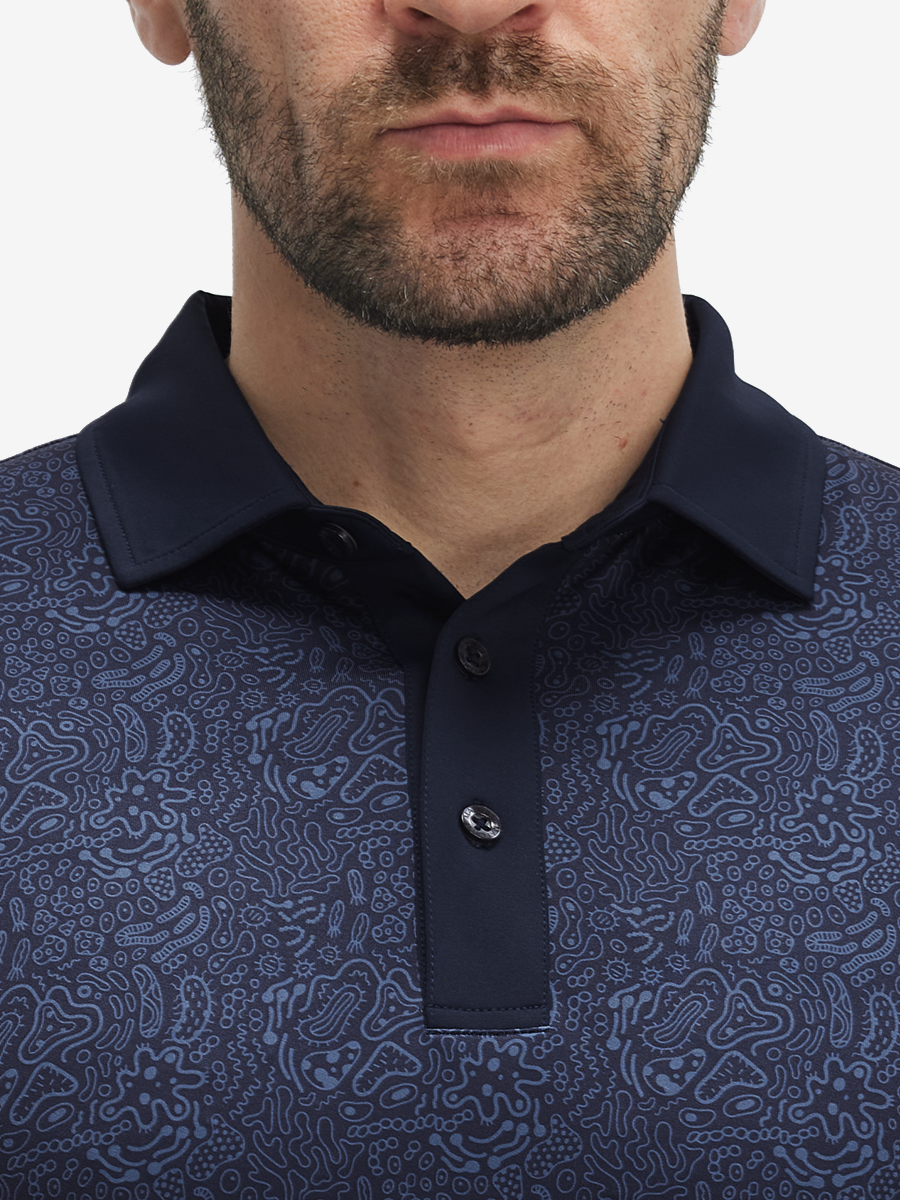 Stylish Full Print Contrast Collared Golf Polo Shirts