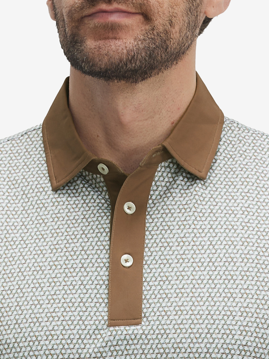 Stylish Full Print Contrast Collared Golf Polo Shirts