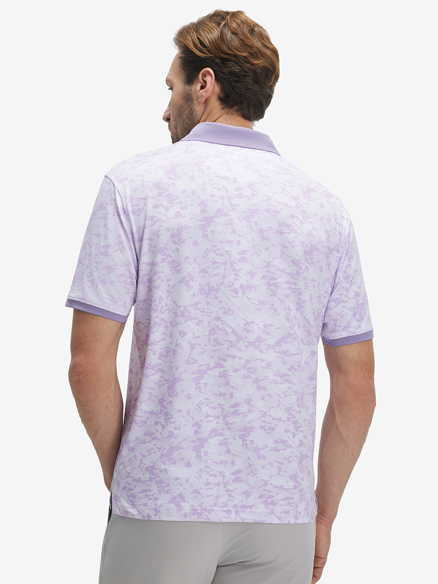 Stylish Full Print Contrast Collared Golf Polo Shirts