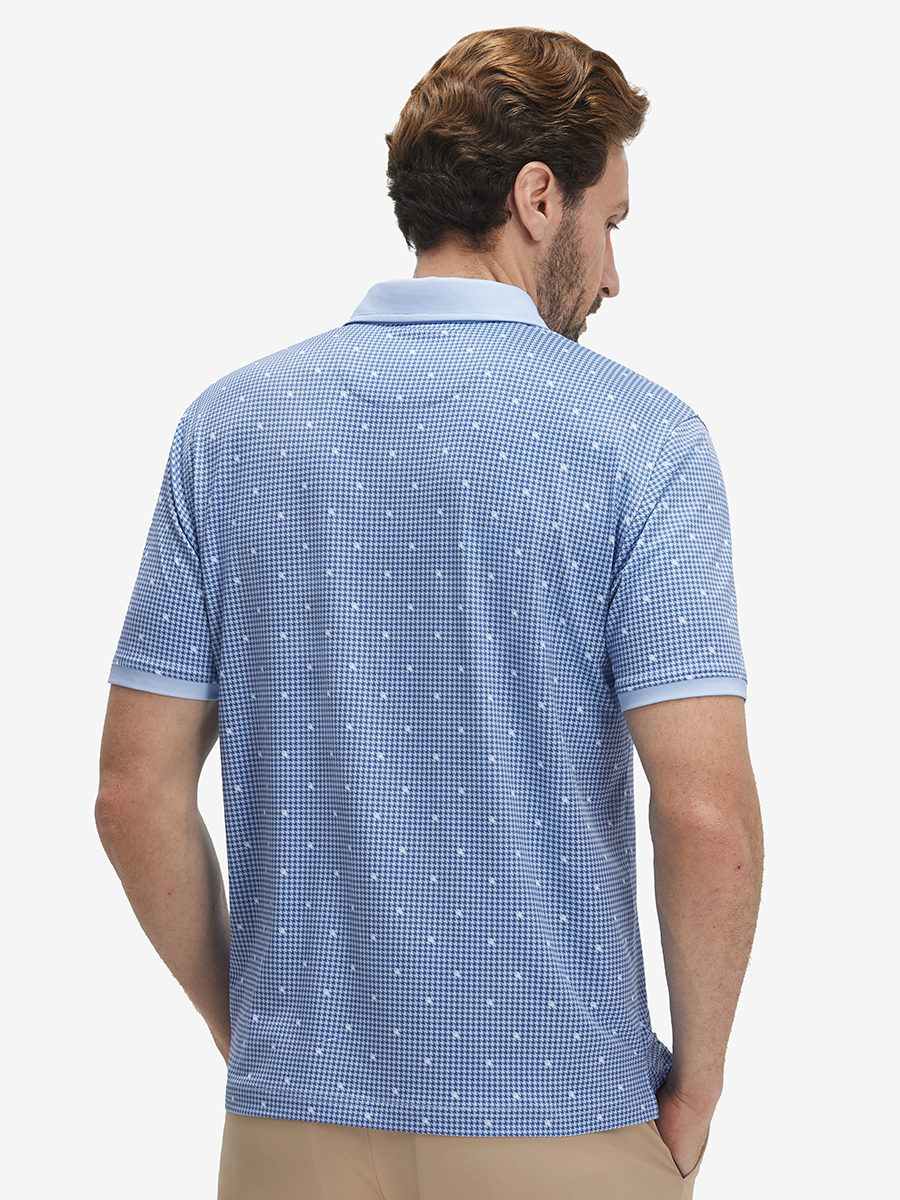 Stylish Full Print Contrast Collared Golf Polo Shirts