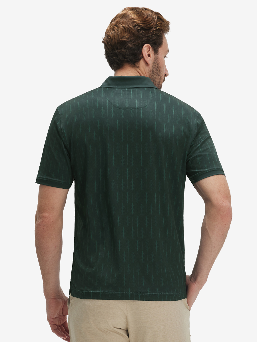 Stylish Full Print Contrast Collared Golf Polo Shirts