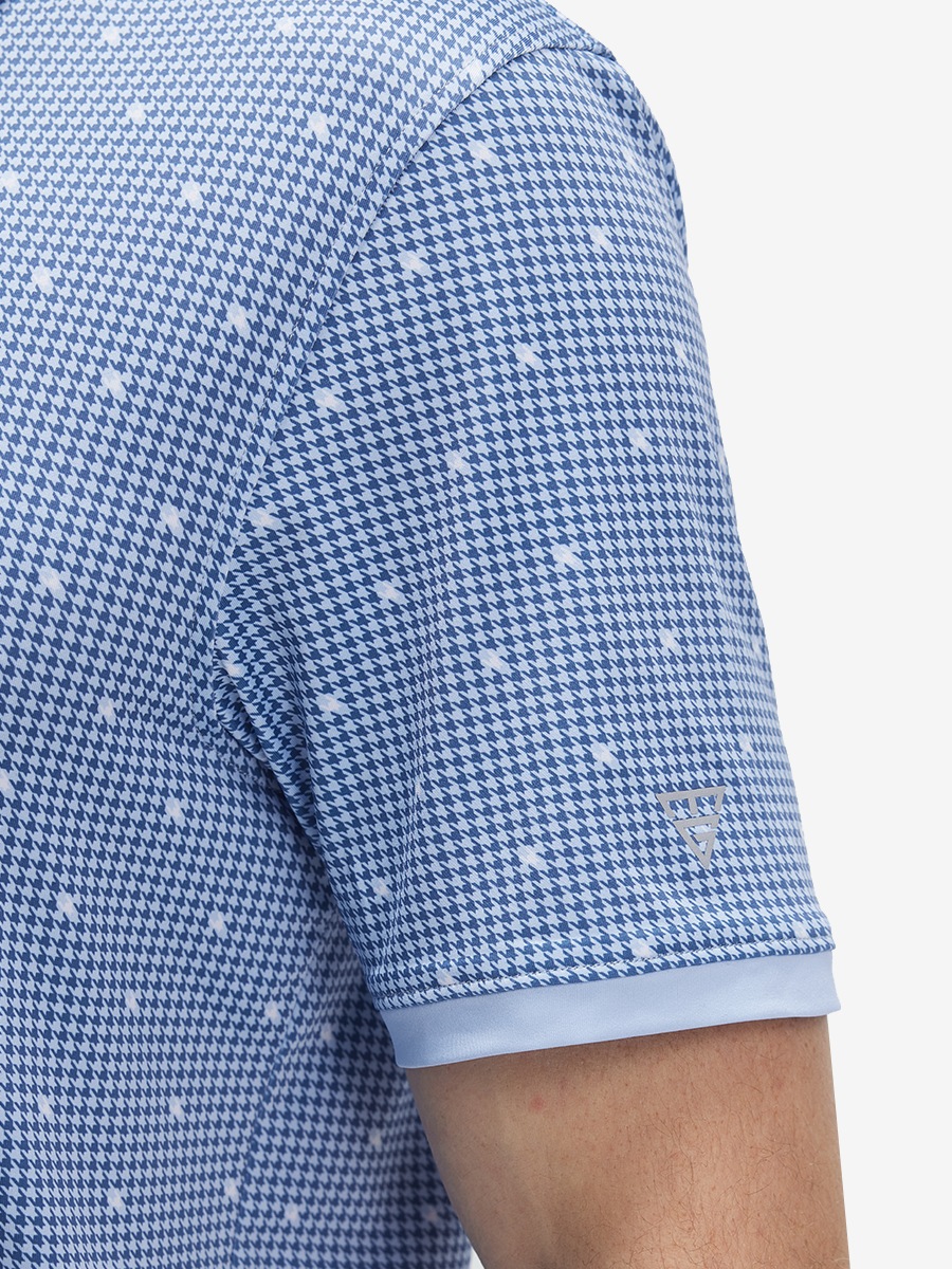 Stylish Full Print Contrast Collared Golf Polo Shirts