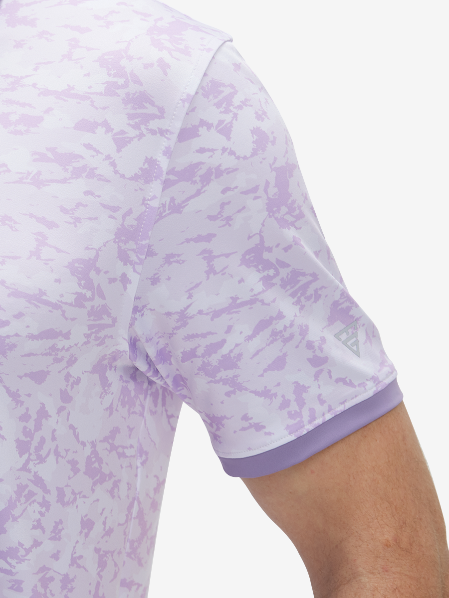 Stylish Full Print Contrast Collared Golf Polo Shirts