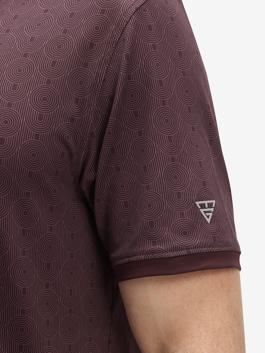 Stylish Full Print Contrast Collared Golf Polo Shirts
