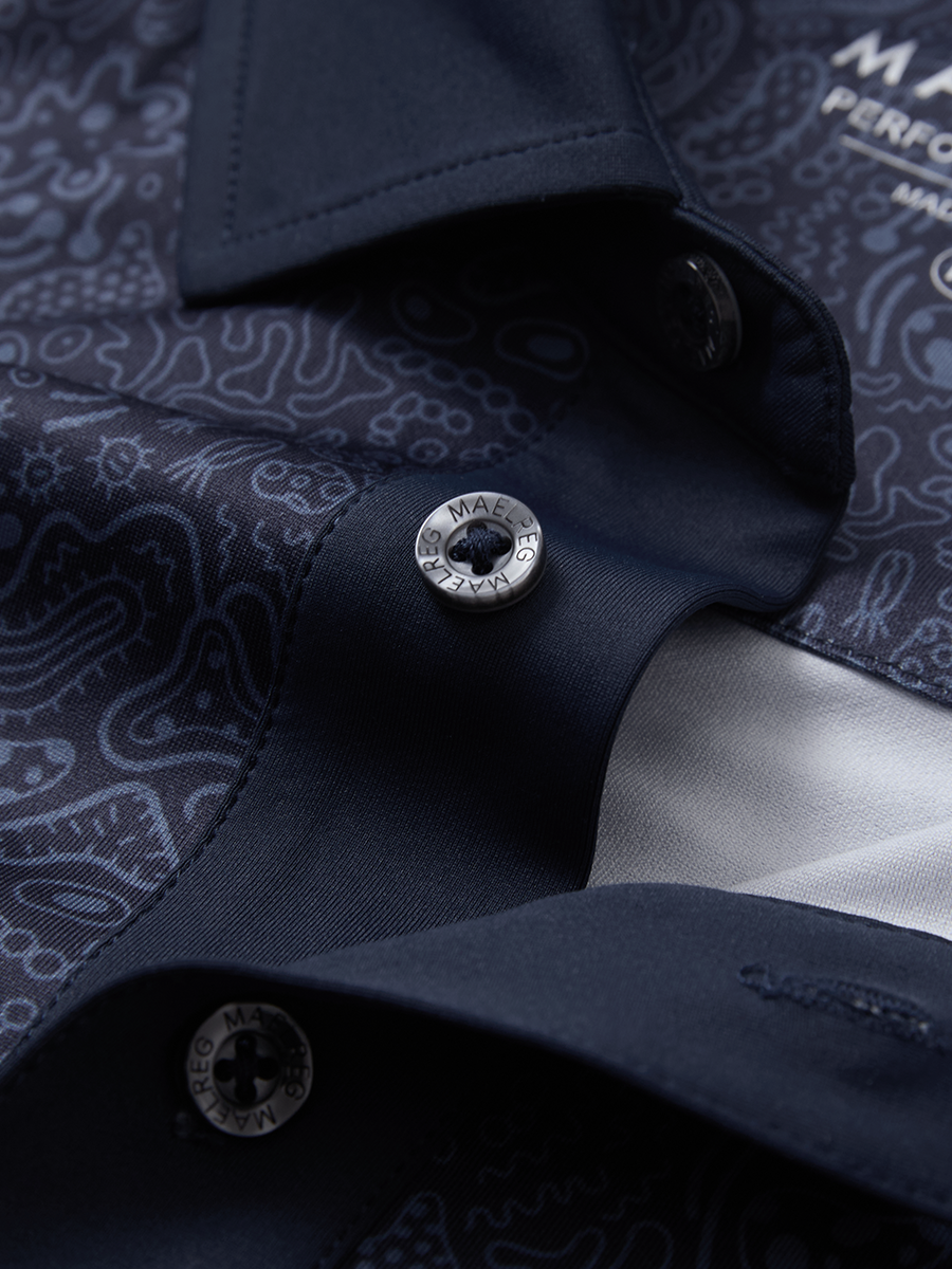 Stylish Full Print Contrast Collared Golf Polo Shirts