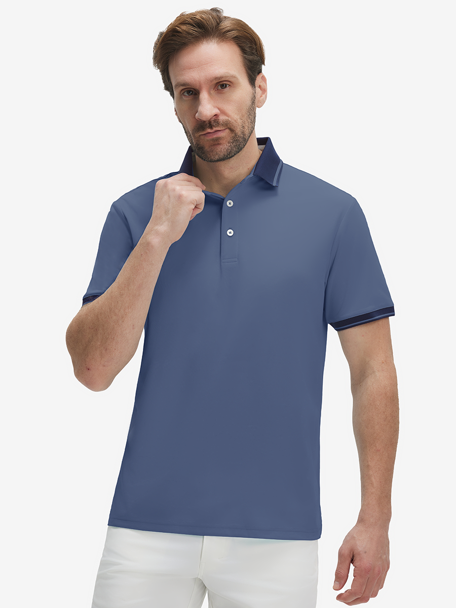 Dry Fit Short Sleeve Rib Collar & Cuff Polo Shirt