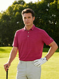 Non-Curl Ribbed Collar Striped Polo Shirts
