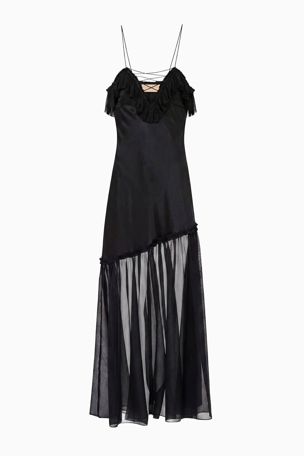 Elaria Cami Silk Gown with Lace Up - Noir