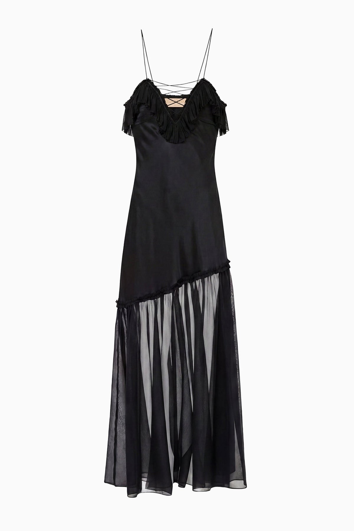 Elaria Cami Silk Gown with Lace Up - Noir