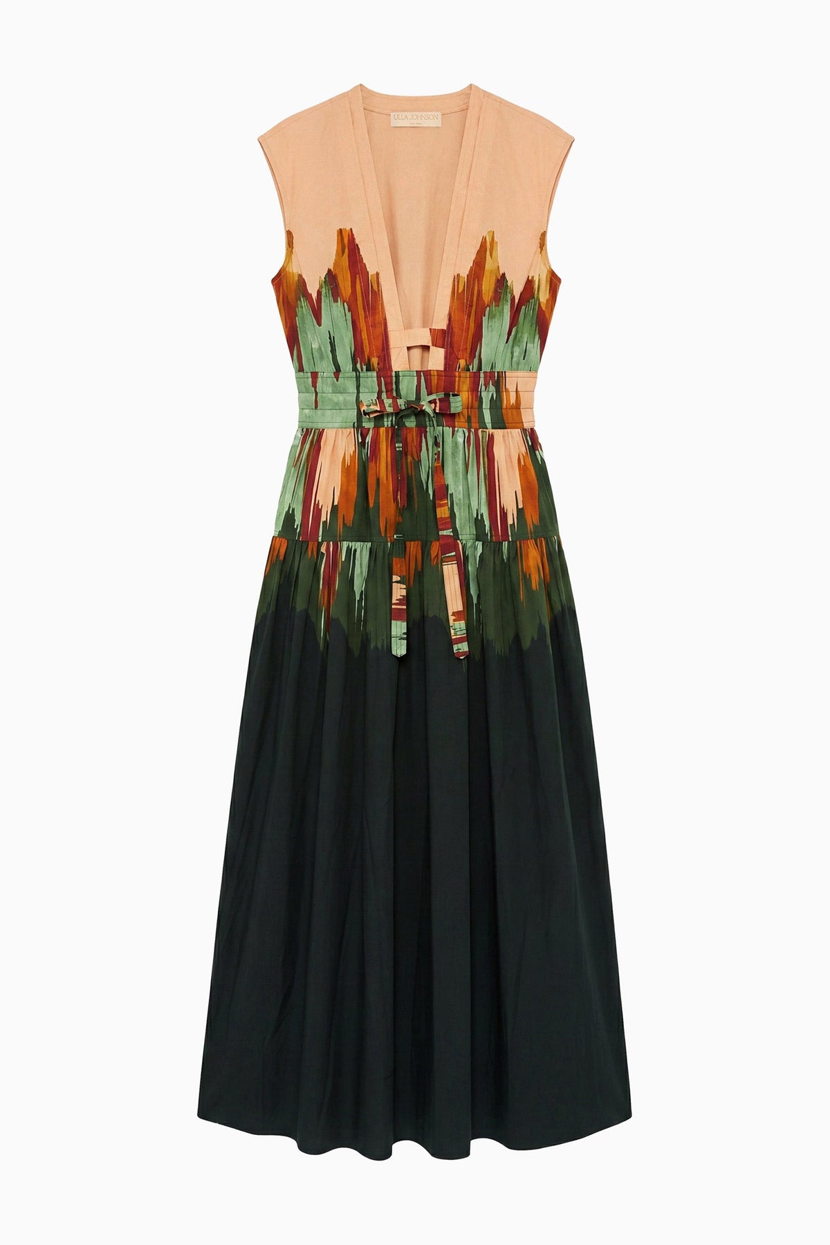 Lucine Deep V Cotton Dress - Agate