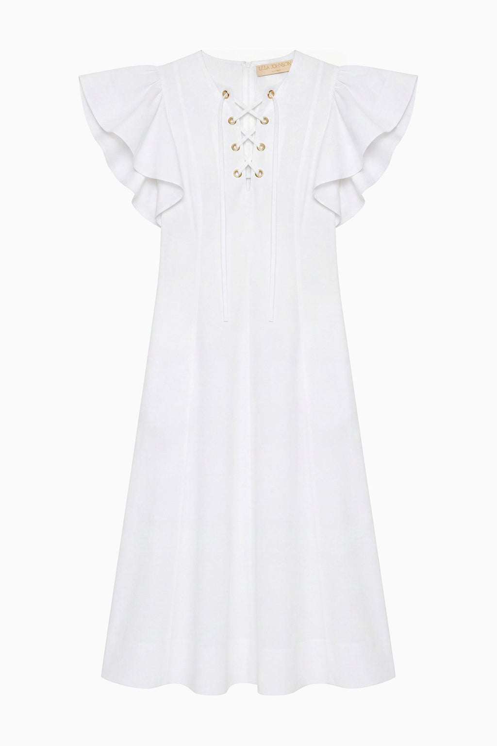 Odessa Cotton Dress with Lace Up - Cowrie