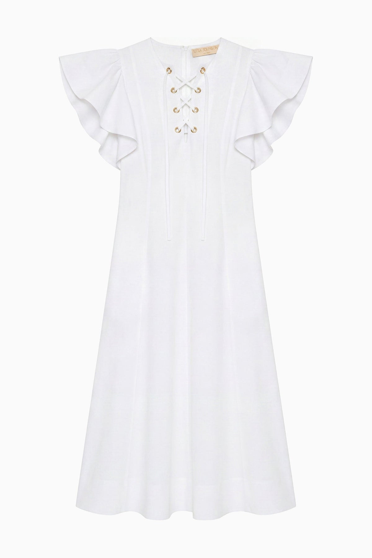 Odessa Cotton Dress with Lace Up - Cowrie