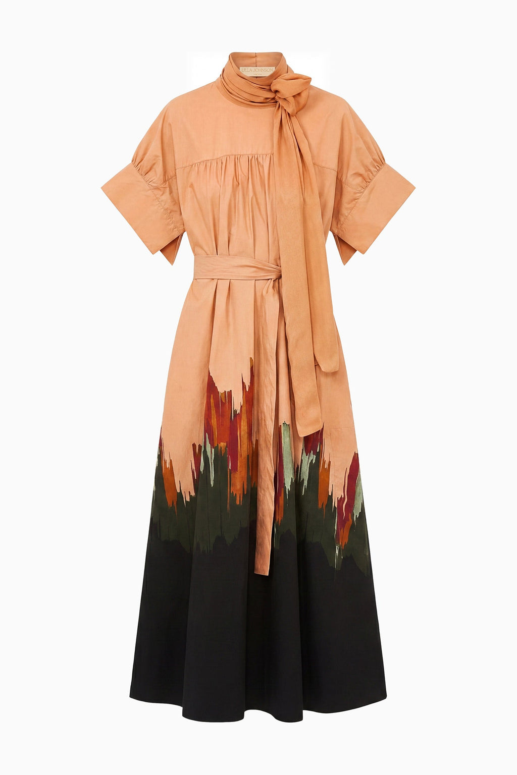 Studio Cotton Dress with Chiffon Tie - Agate