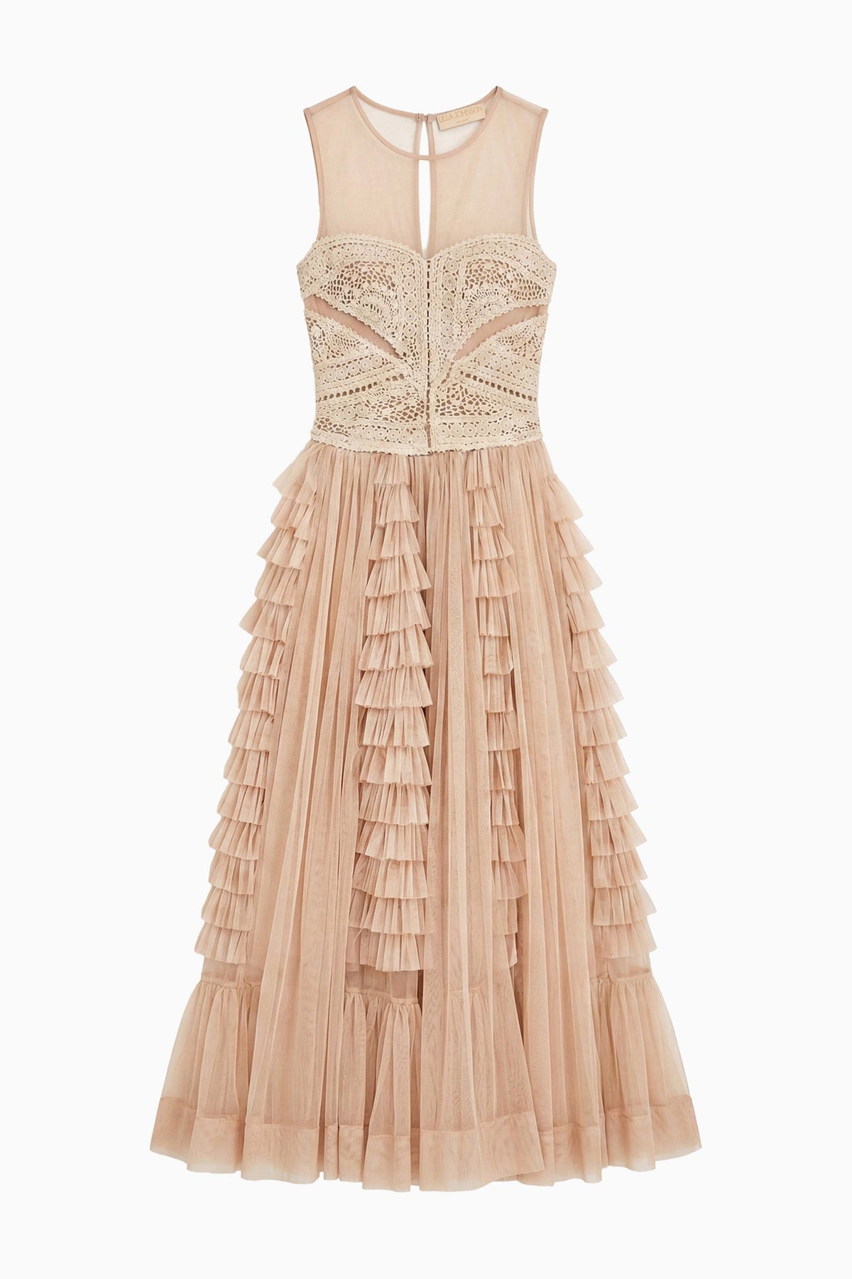 Orla Crochet & Tulle Dress - Sandstone