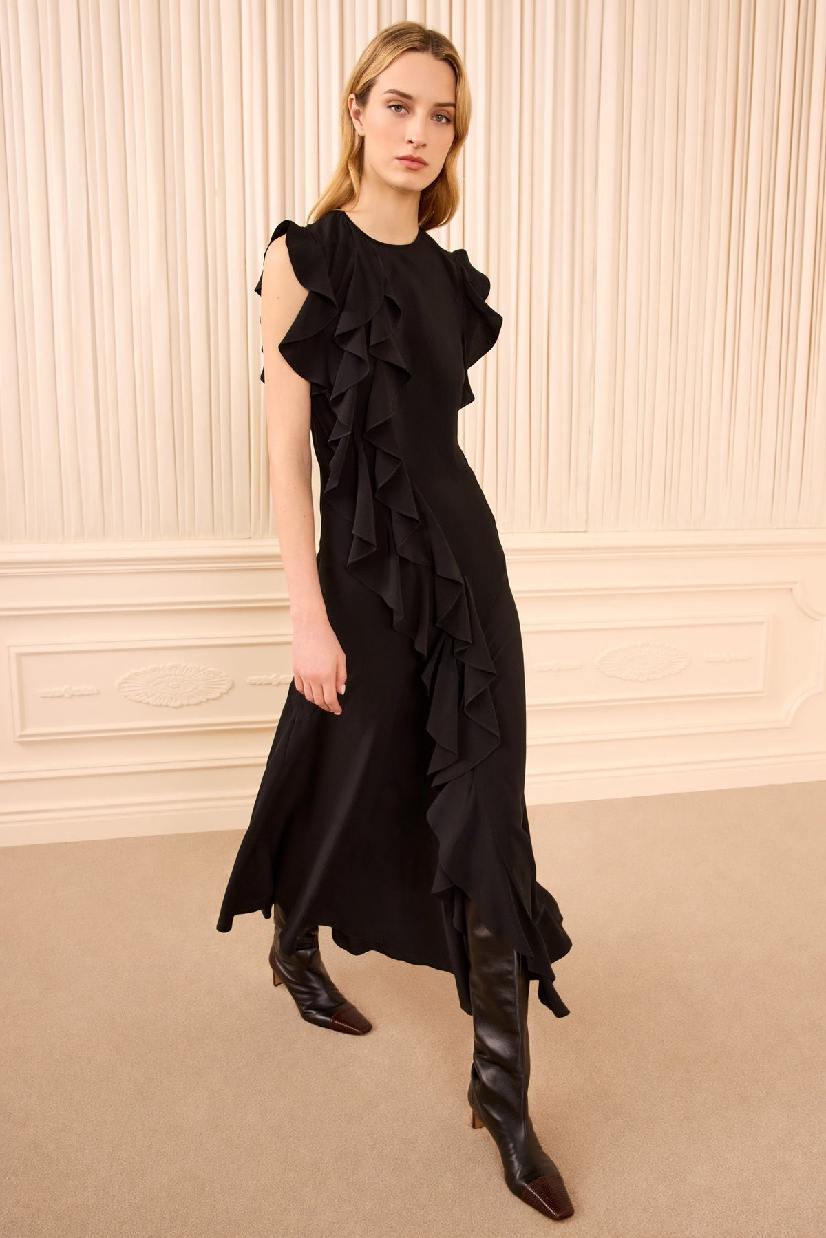 Ameline Sleeveless Silk Dress - Noir