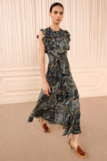Ameline Sleeveless Silk Dress - Prussian