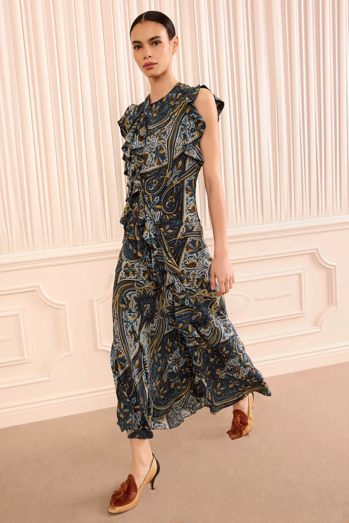 Ameline Sleeveless Silk Dress - Prussian