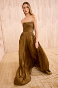 Anastasia Silk Wrapped Strapless Gown - Willow