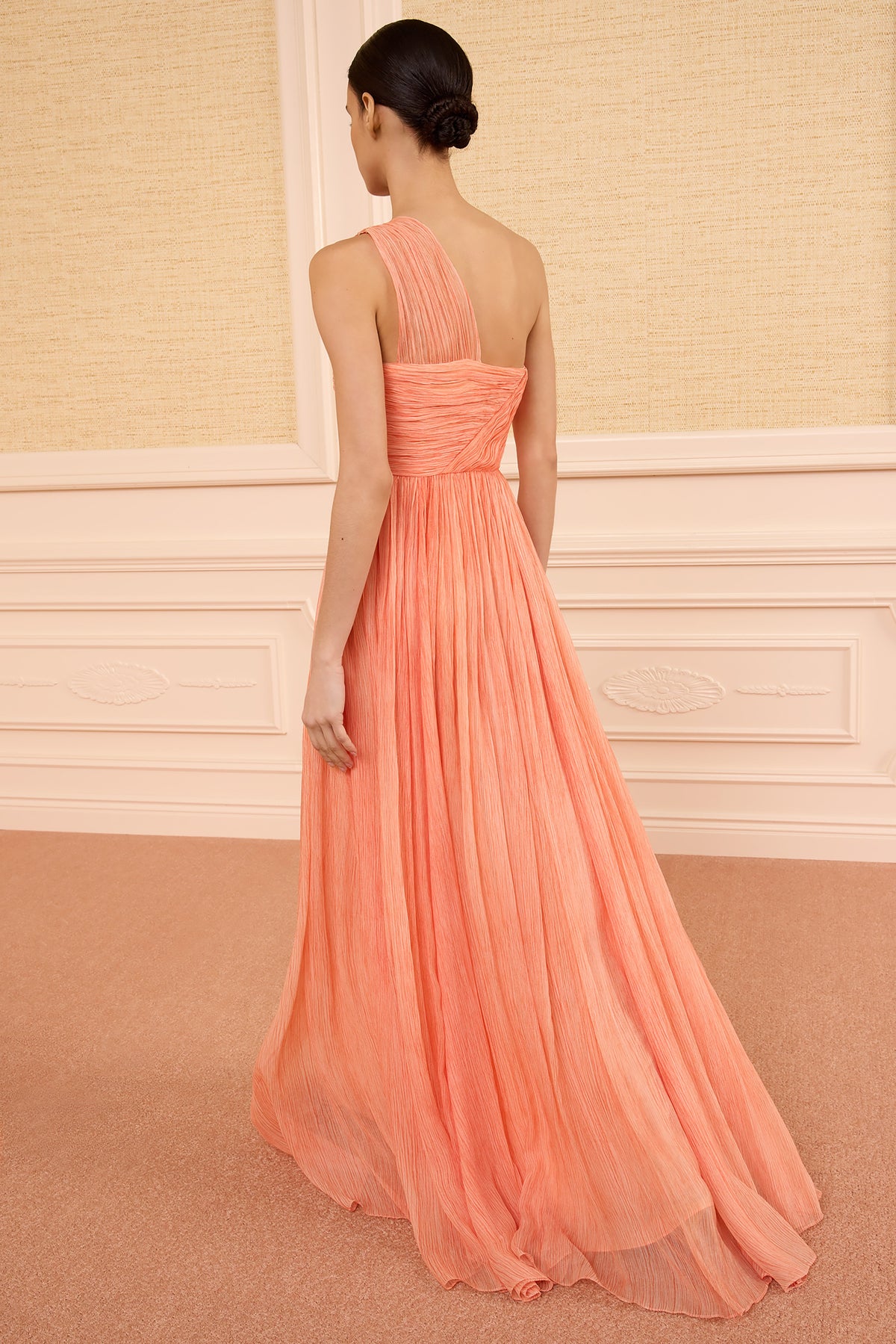 Aureline Silk One Shoulder Gown - Azalea