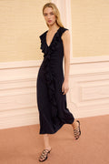 Chiara Cotton Ruffle Dress - Midnight