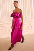 Cosima Strapless Satin Dress - Orchid