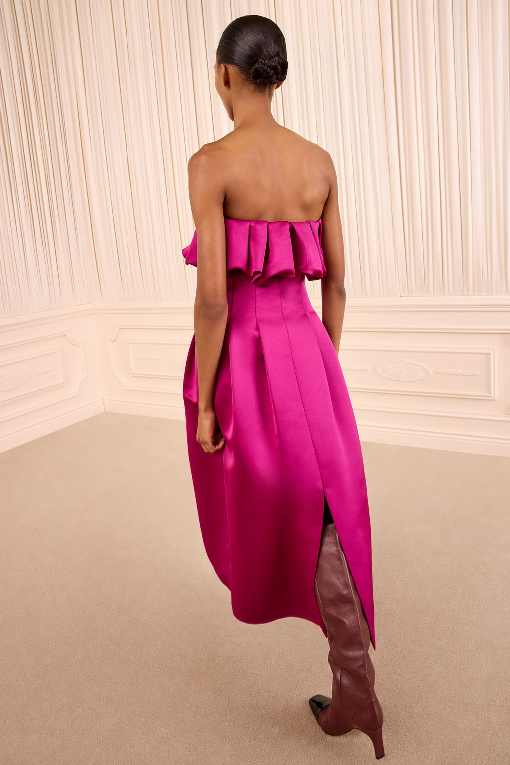Cosima Strapless Satin Dress - Orchid