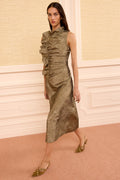 Demetria Taffeta Dress - Light Gold