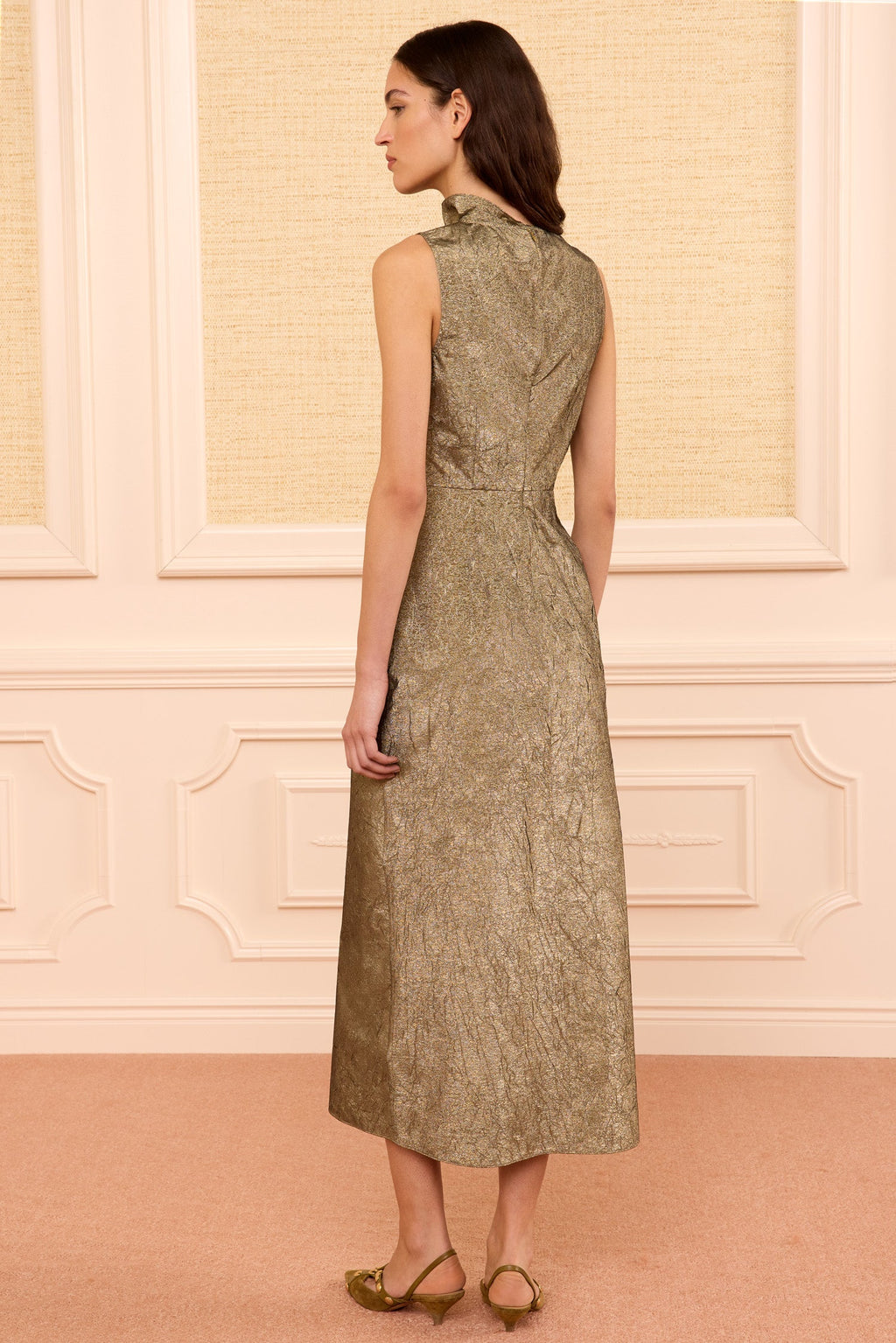 Demetria Taffeta Dress - Light Gold