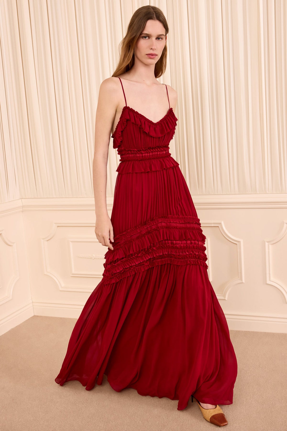 Dorothea Sleeveless Silk Gown - Cerise