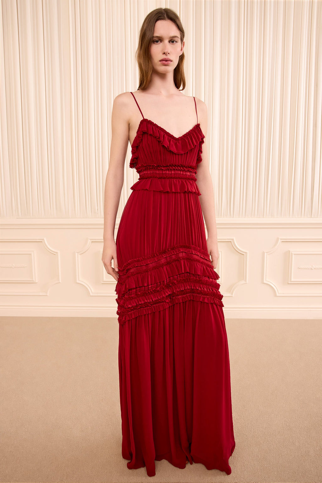 Dorothea Sleeveless Silk Gown - Cerise