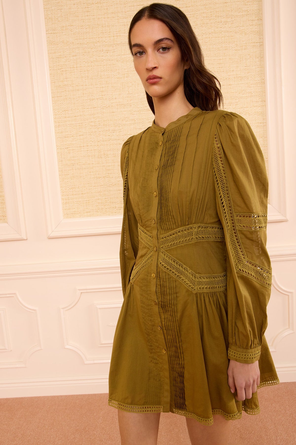 Elysia Cotton Mini Dress - Lichen