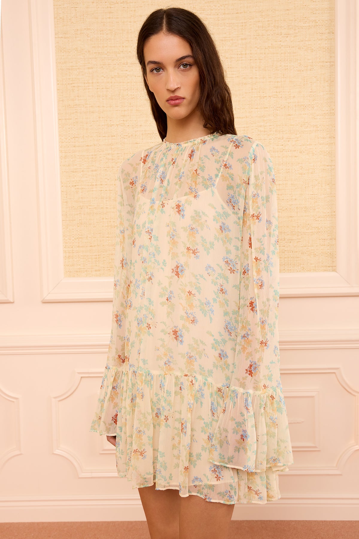Emmeline Silk Mini Dress - Moon Petal