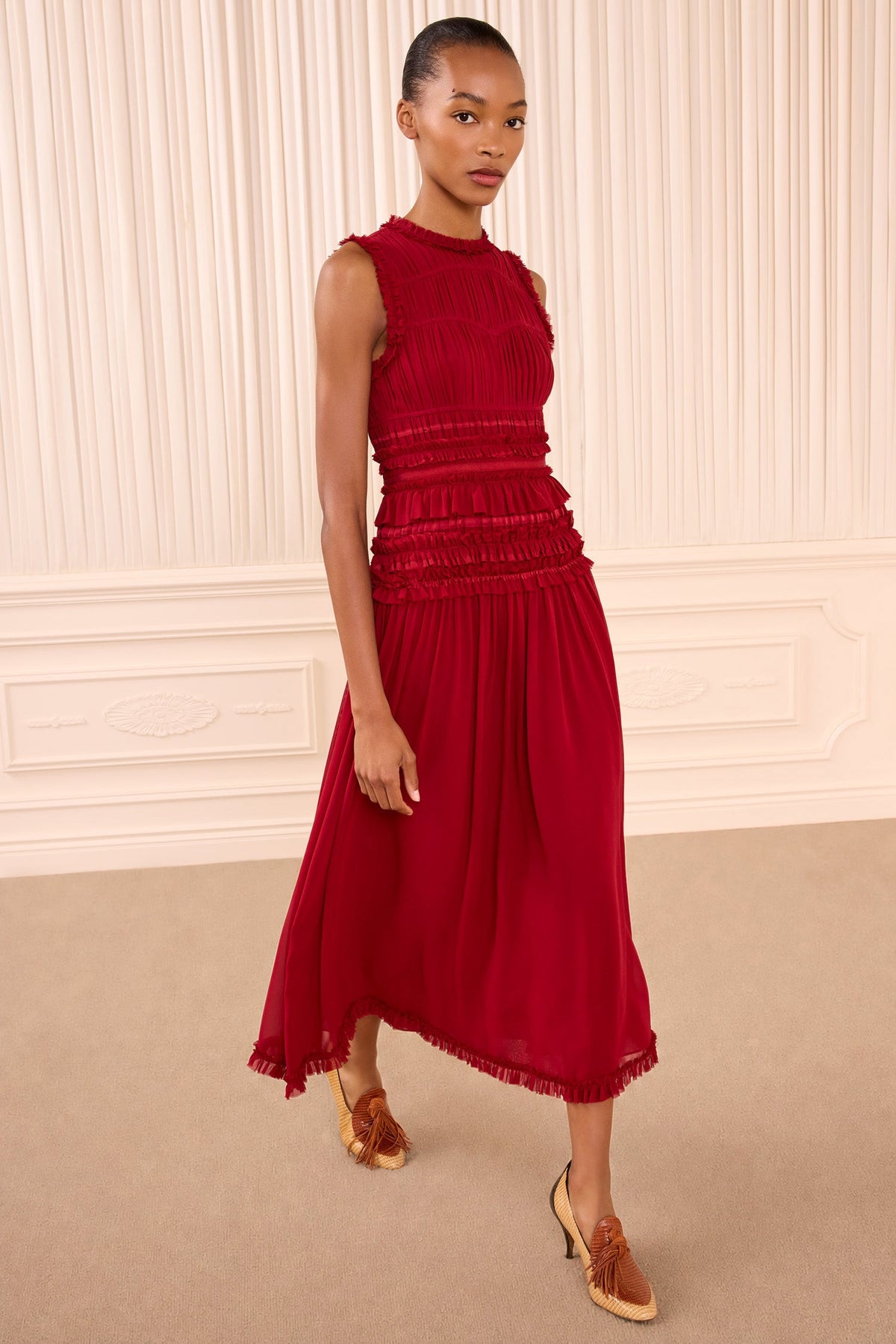 Etta Sleeveless Silk Dress - Cerise