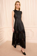 Ilana Sleeveless Crochet & Leather Dress - Noir