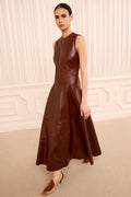 Juliette Leather Dress - Cognac