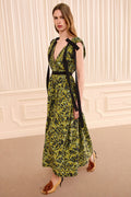 Karina Cotton Bow Dress - Chartreuse