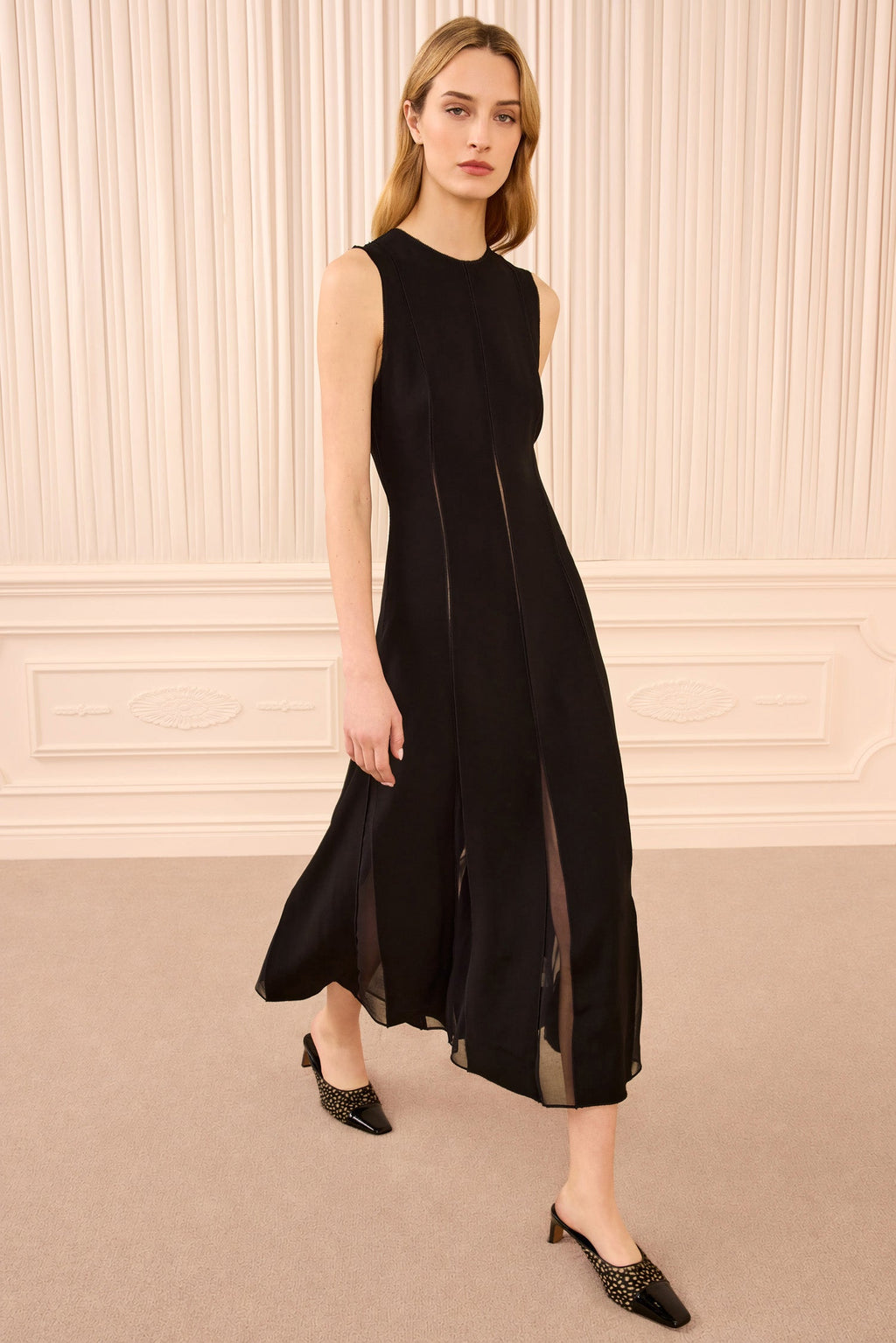 Laure Sleeveless Midi Dress - Noir