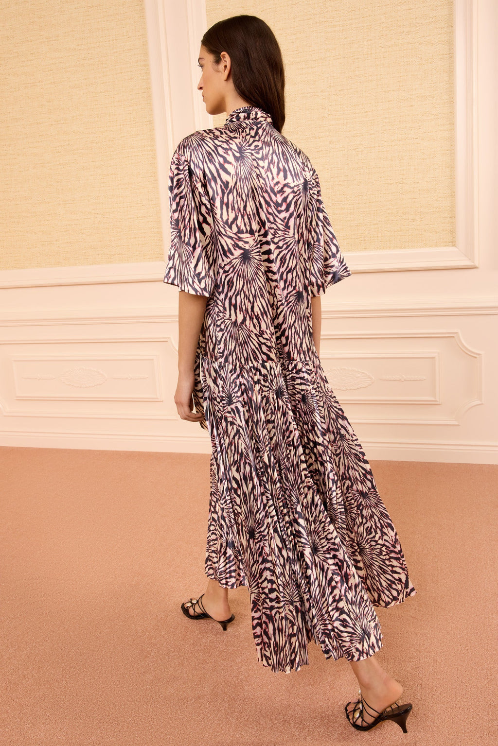Linya Satin Dress with Removable Tie- Rhodonite