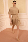 Lucille Pleated Wool Mini Dress - Dunewood