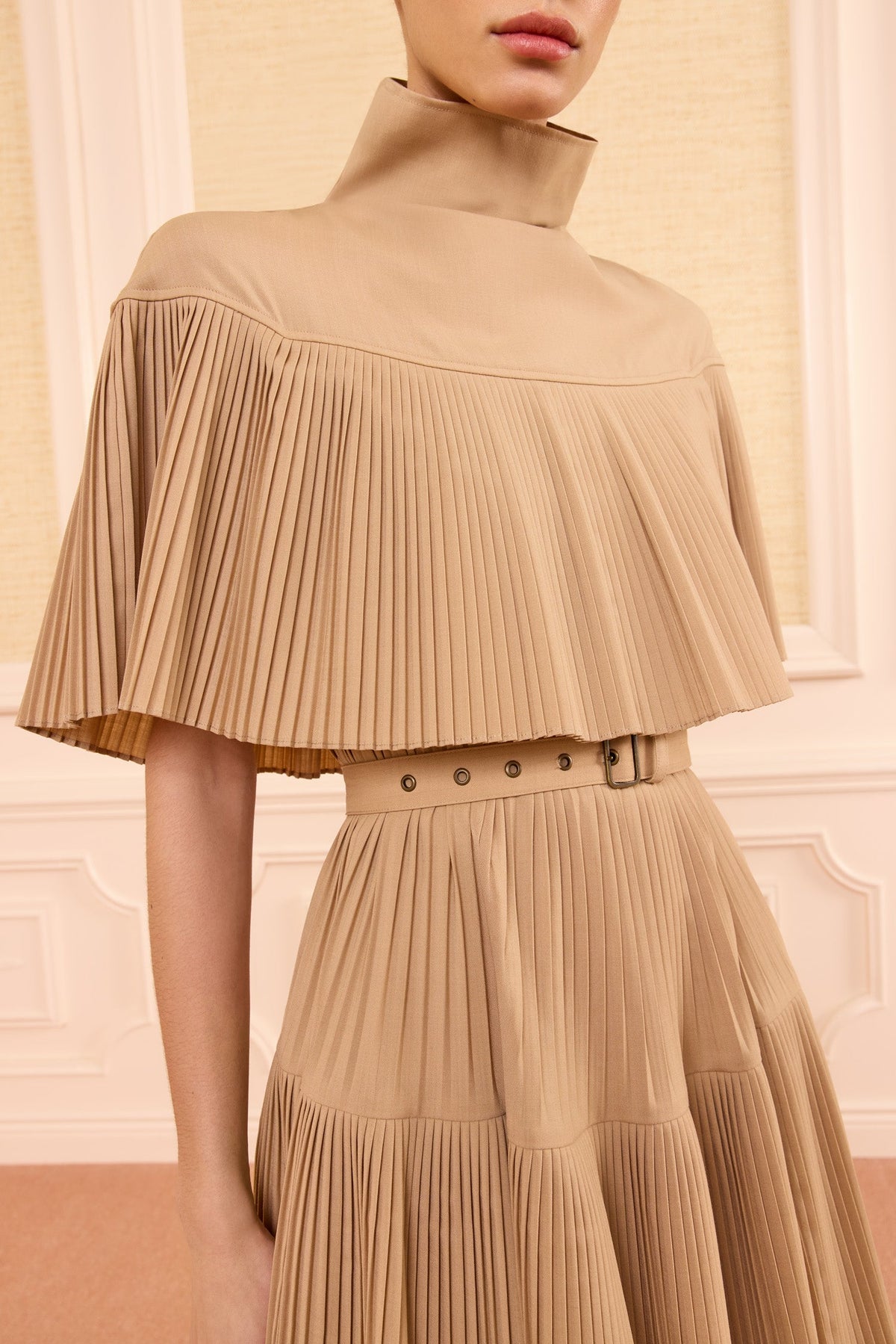 Lucille Pleated Wool Mini Dress - Dunewood